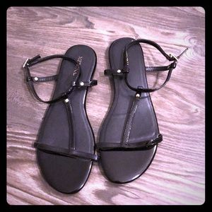 Black T-Strap Sandals